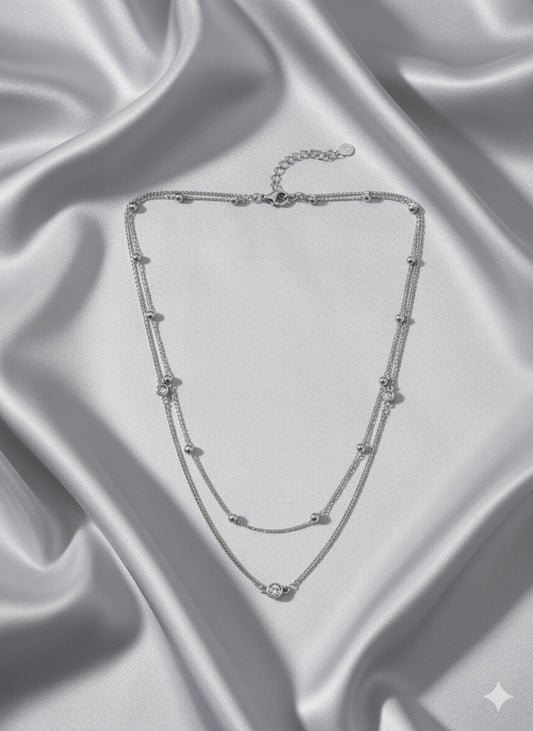 925 Sterling Silver Layered Satellite Necklace