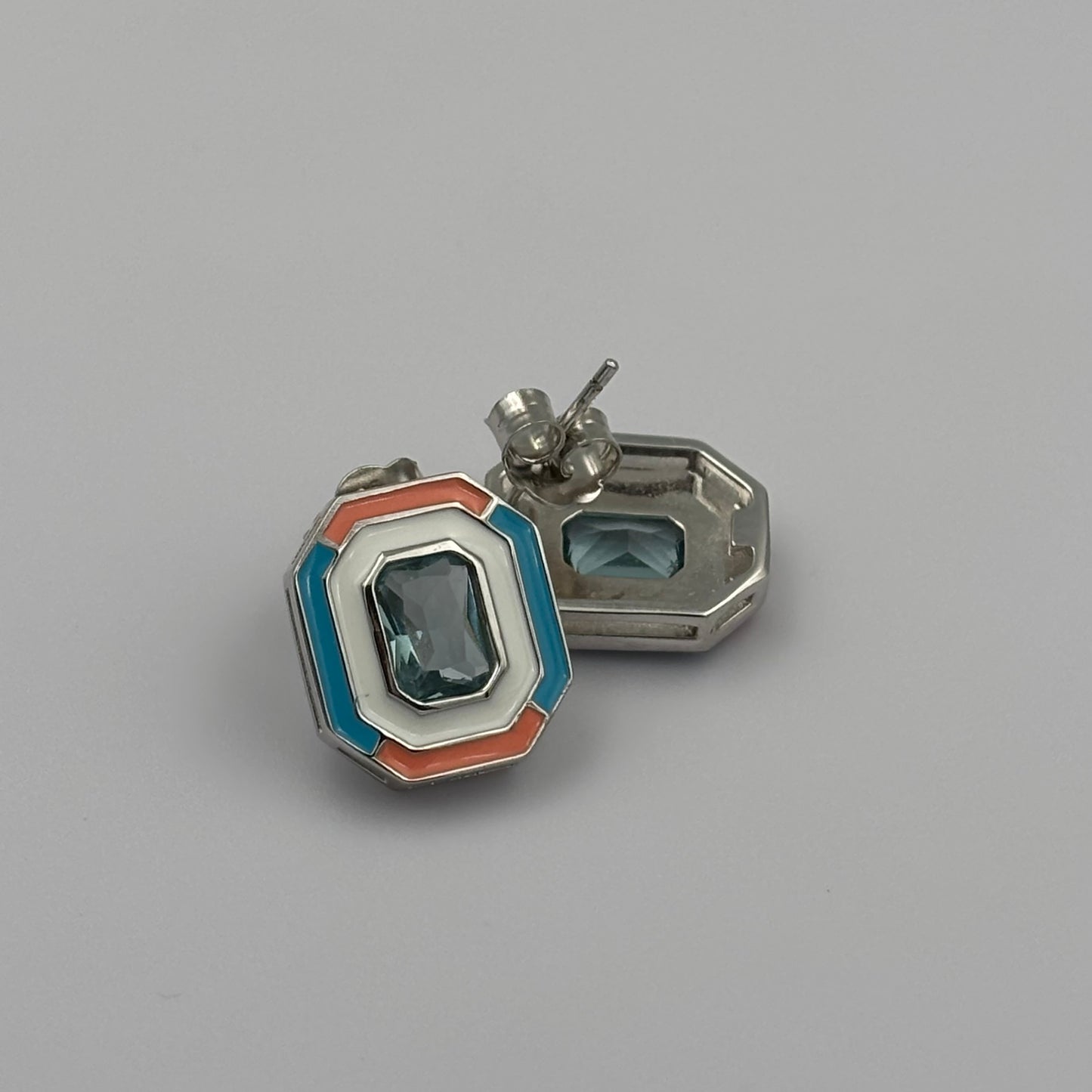 Geometric Enamel Stud Earrings
