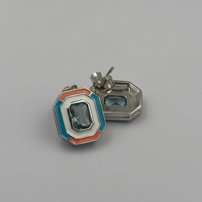 Geometric Enamel Stud Earrings