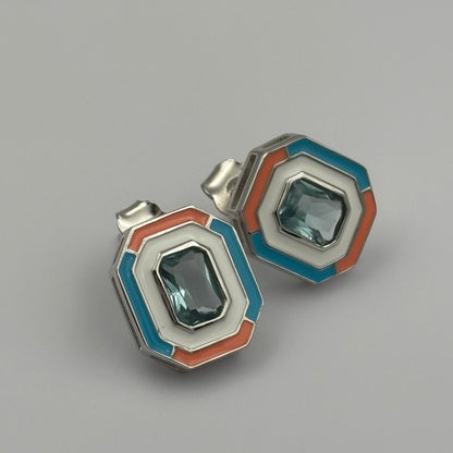 Geometric Enamel Stud Earrings