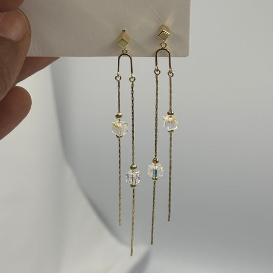 Golden Glow Cube Earrings