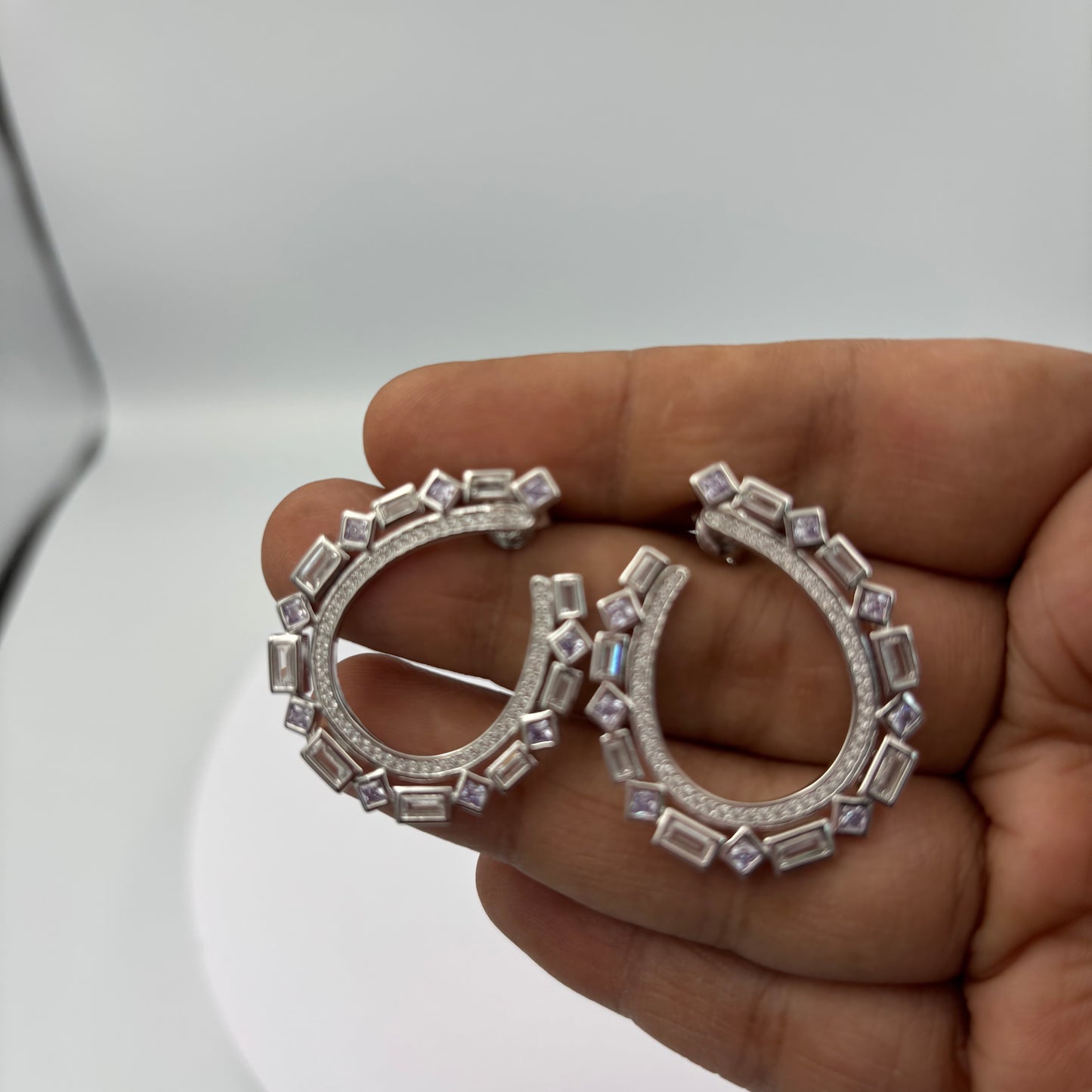 Crystal Studded Hoop Drops
