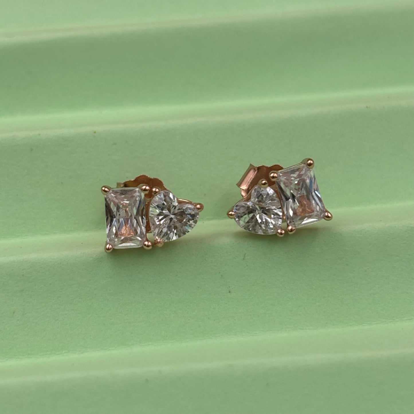 Rose gold heart shape studs