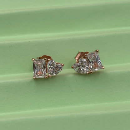 Rose gold heart shape studs
