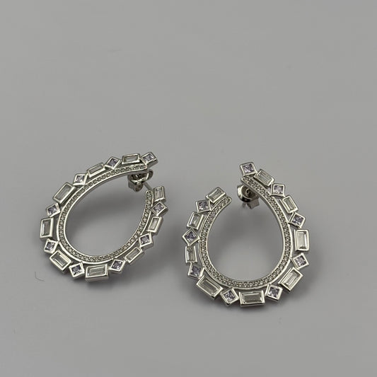 Crystal Studded Hoop Drops