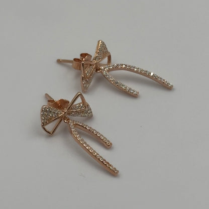 Rose Gold Bow Dangle Earrings