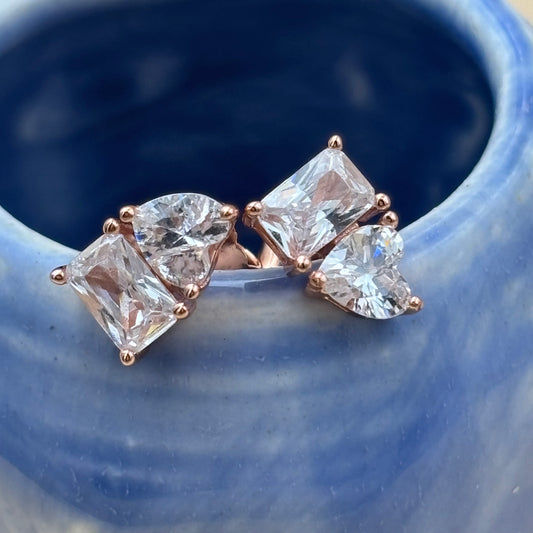 Rose gold heart shape studs