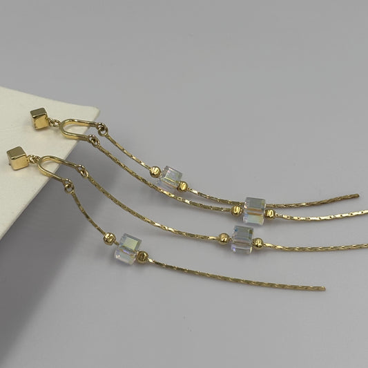 Golden Glow Cube Earrings