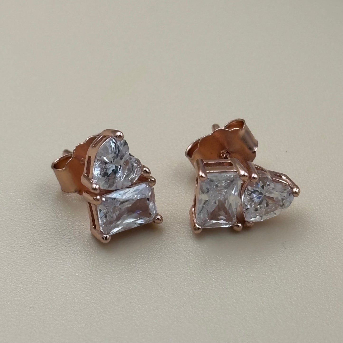 Rose gold heart shape studs