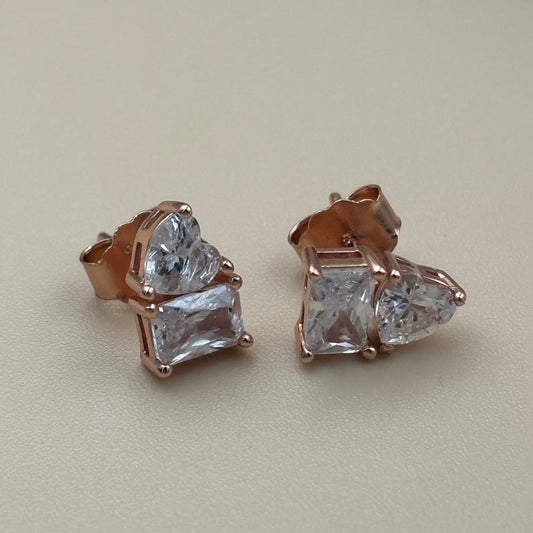 Rose gold heart shape studs
