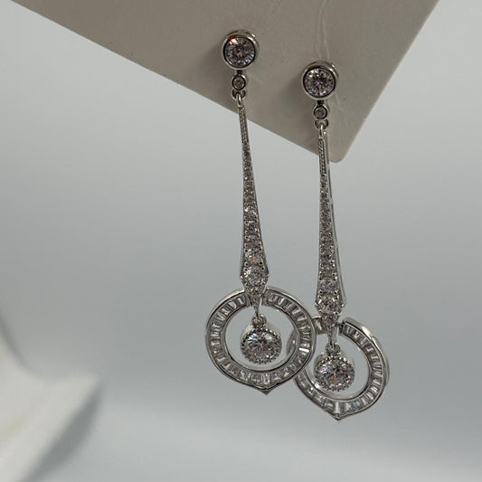 Silver Circle Drop Earrings