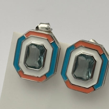 Geometric Enamel Stud Earrings
