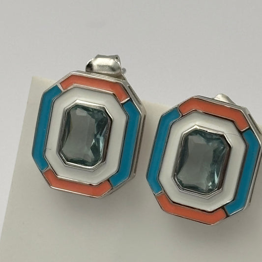 Geometric Enamel Stud Earrings