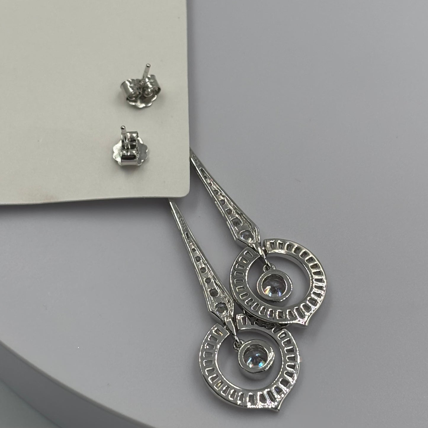 Silver Circle Drop Earrings