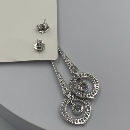 Silver Circle Drop Earrings