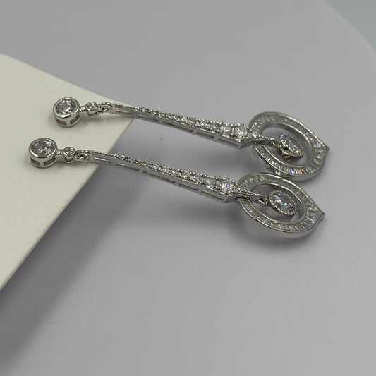 Silver Circle Drop Earrings