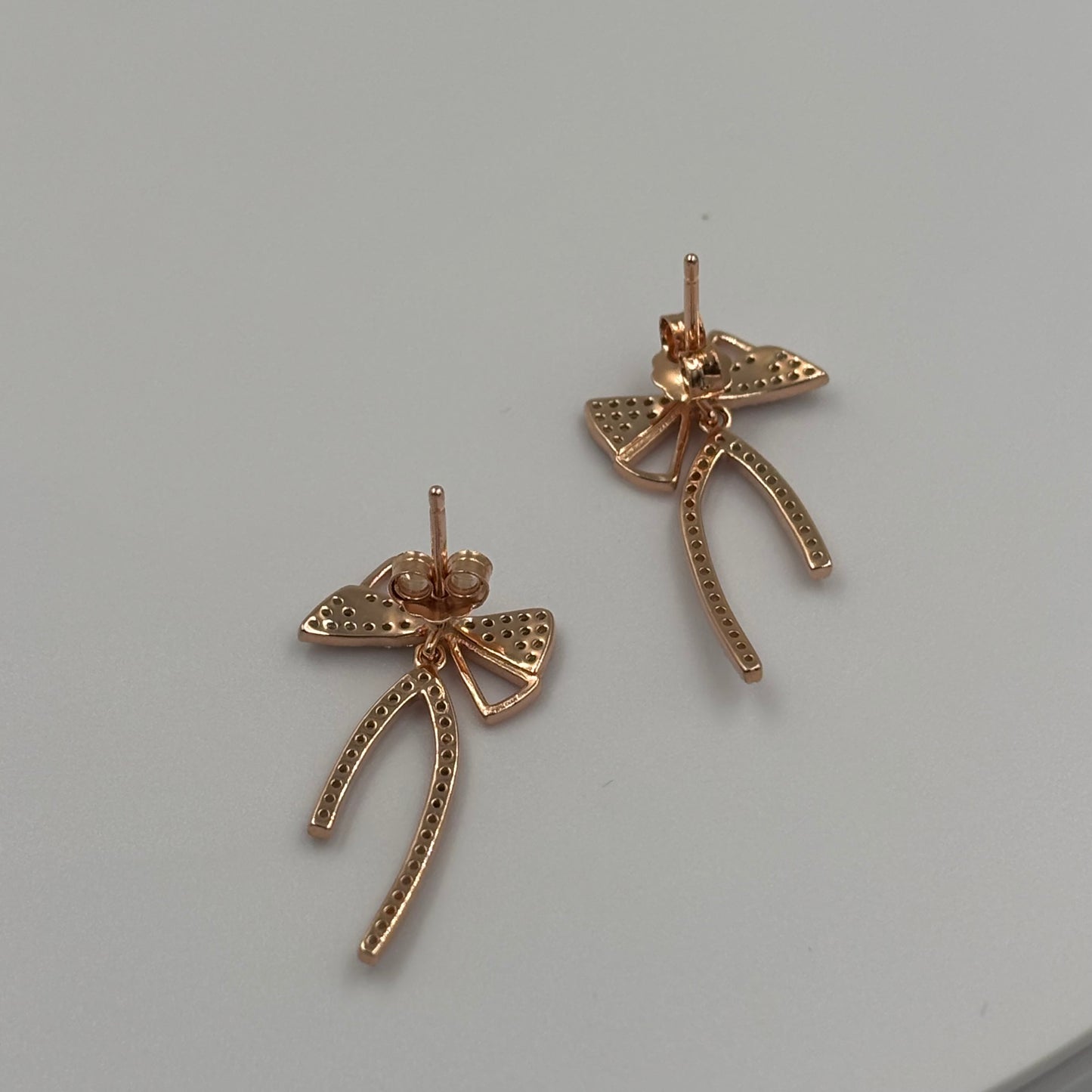 Rose Gold Bow Dangle Earrings