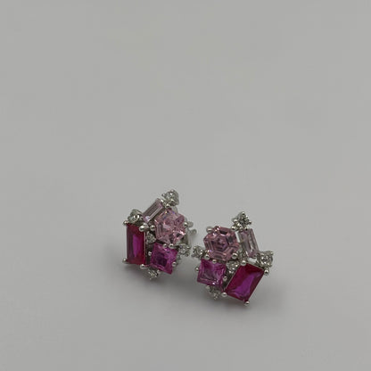 Pink Gemstone Stud Earrings