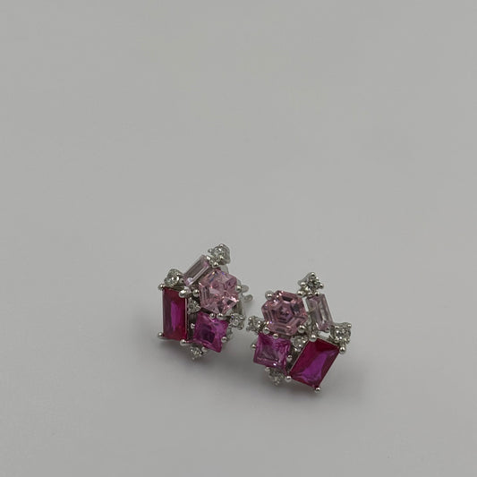 Pink Gemstone Stud Earrings