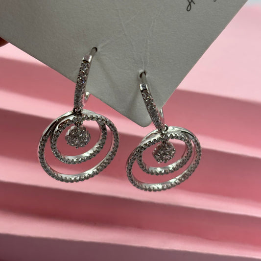 Zircon Double Hoop Drops