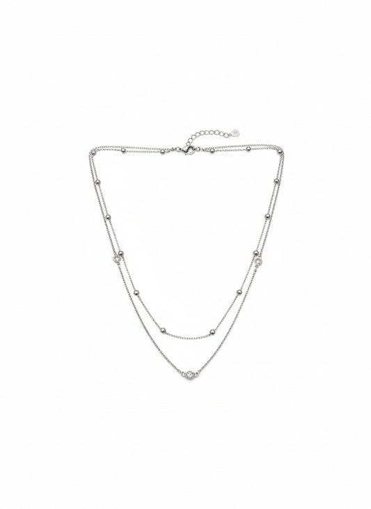 925 Sterling Silver Layered Satellite Necklace