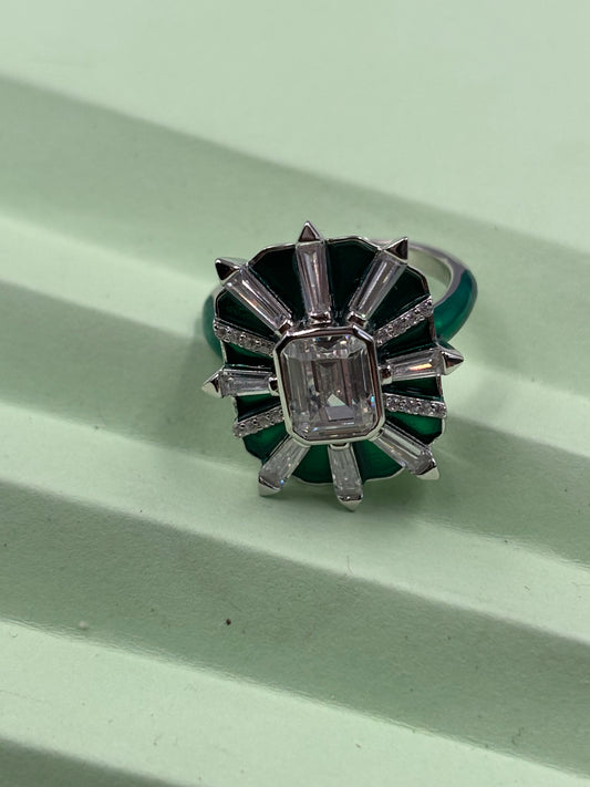 Royal green enamel ring