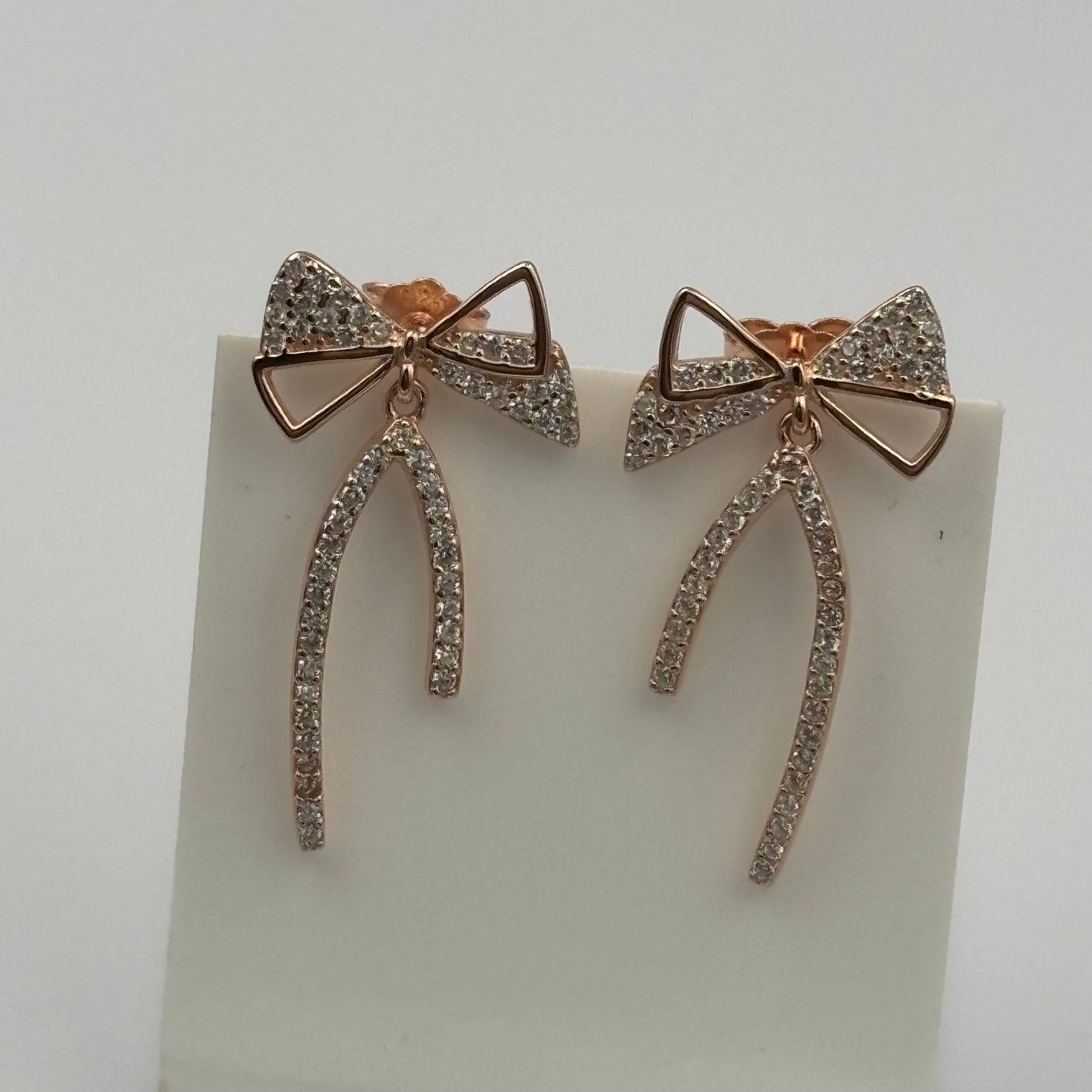 Rose Gold Bow Dangle Earrings