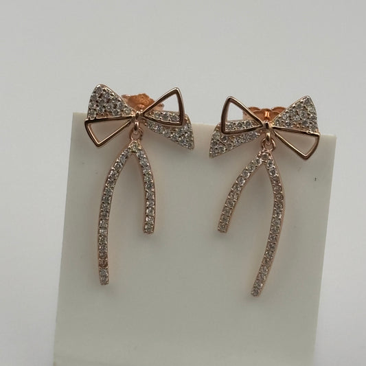 Rose Gold Bow Dangle Earrings