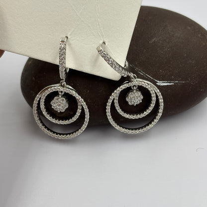Zircon Double Hoop Drops
