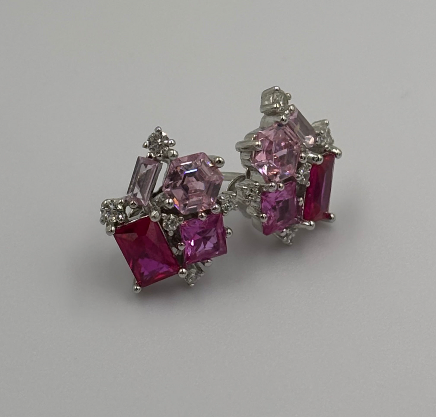 Pink Gemstone Stud Earrings
