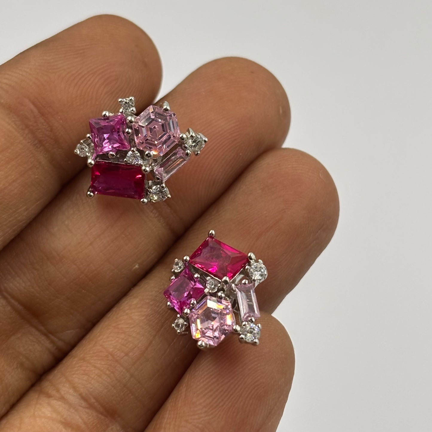 Pink Gemstone Stud Earrings