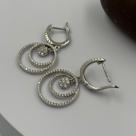 Zircon Double Hoop Drops