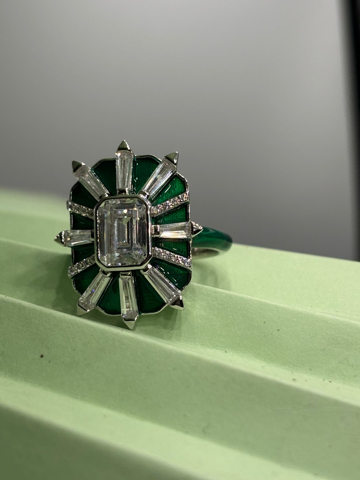 Royal green enamel ring
