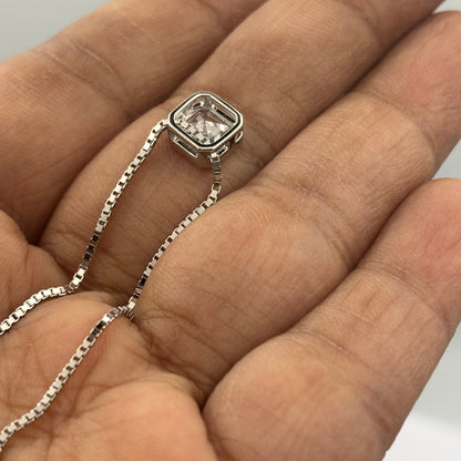 Square solitaire diamond necklace