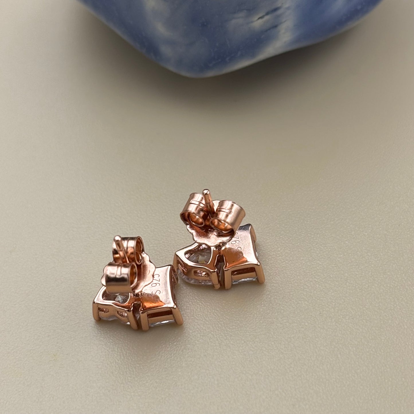 Rose gold heart shape studs