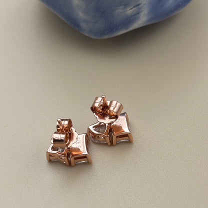 Rose gold heart shape studs