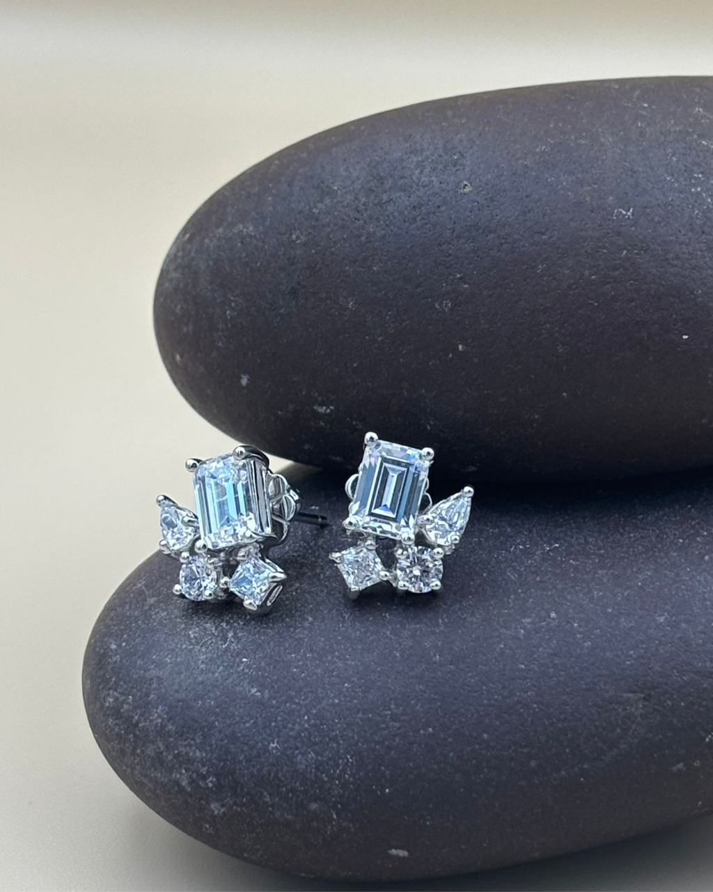 Emerald Cut Solitaire Stud Earrings