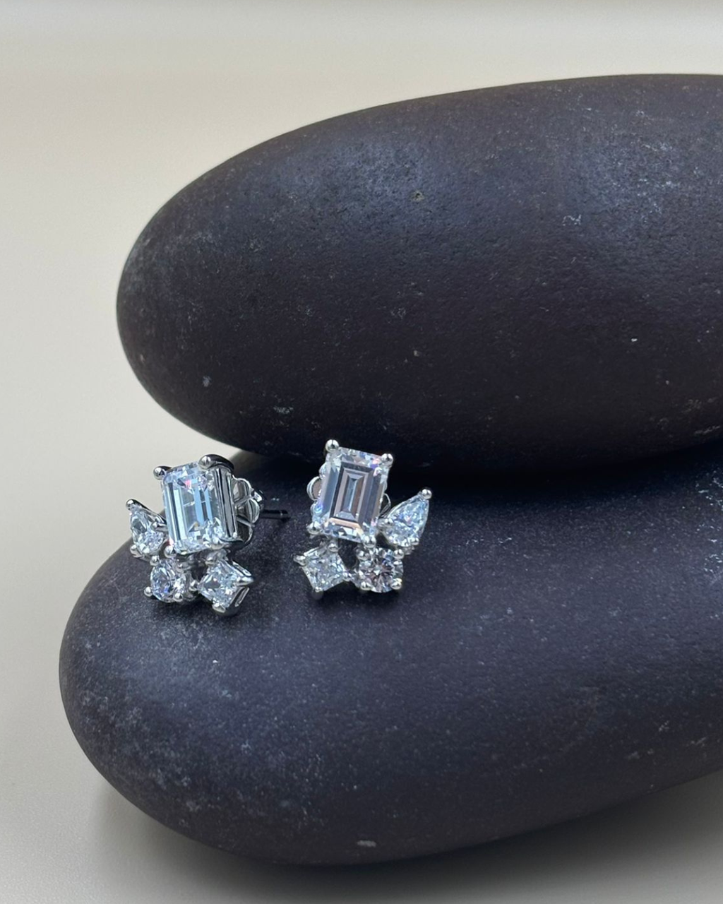 Emerald Cut Solitaire Stud Earrings